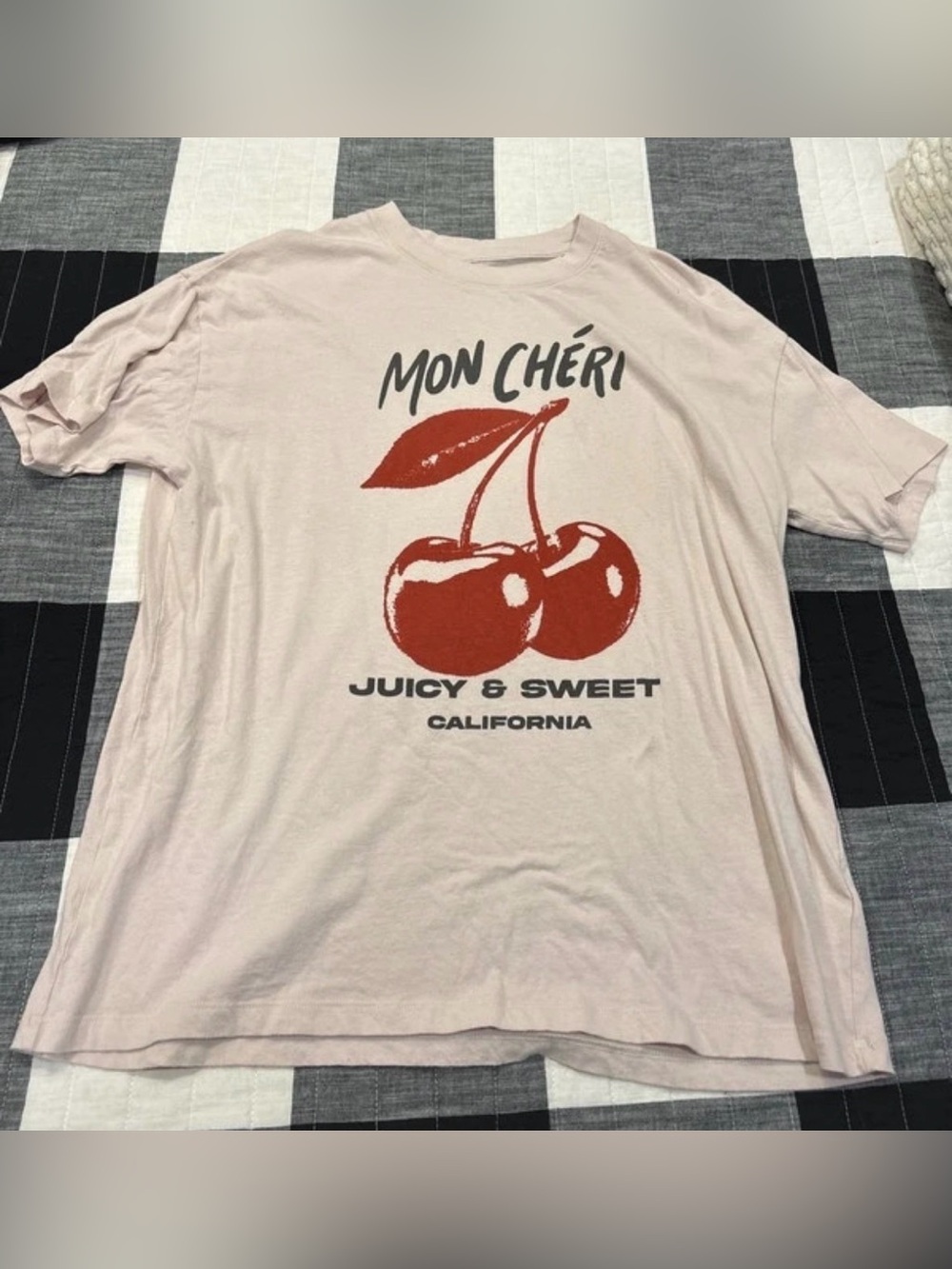 American Eagle Outfitters Pink Graphic Tee with Red Cherry Print